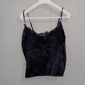 Black satin tank top - Medium